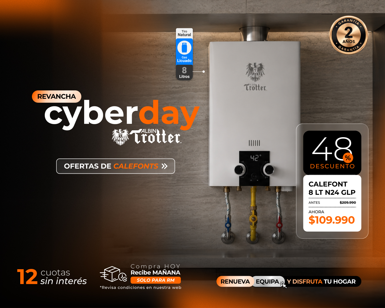Oferta Cyber Calefont Albin Trotter 8 litros